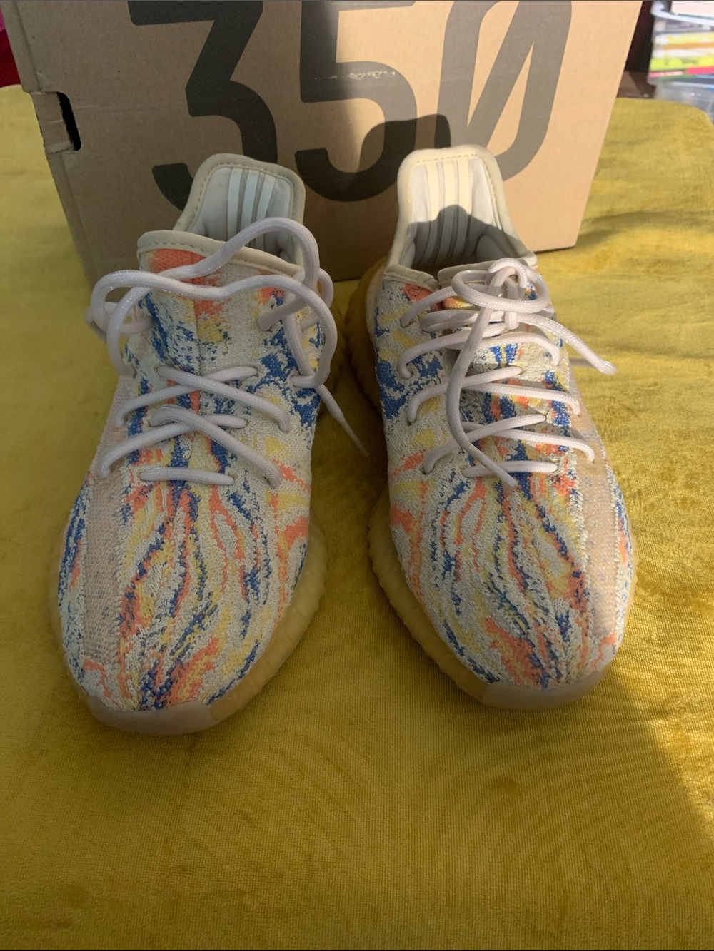 adidas Yeezy Boost 350 V2 Cream with Blue and Orange Accents